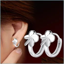 Stud 925 Sterling Sier New Woman Jewelry Fashion Earrings Retro Five Leaf Flower Grass Pop Drop Delivery 2022 DHU9B