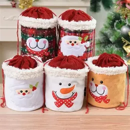 Juldekorationer Julsäck Xmas Gift Apple Bag Snowman Santa Christmas-Drawstring Bag Party Supplies