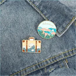 Pins Brooches Adventure Round Cute Small Funny Enamel Brooches Pins For Women Girl Men Christmas Gift Shirt Decor Brooch Pin Metal Dhzia