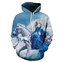 Men's Hoodies 2022Moletom Com Capuz Estampa Animal Cavalo Branco Unissex Criativa Moda Casual Streetwear