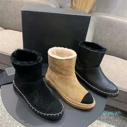 Botas Diseñador Botas de nieve de lana de cordero Zapatos casuales cálidos de invierno para mujer Negro