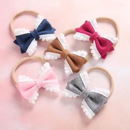 Hair Accessories 5pcs/lot Kids Girls Bows Nylon Headbands 0-1-2-3-4-5-6Y Baby Lace Knotbow Elastic Head Band Wraps