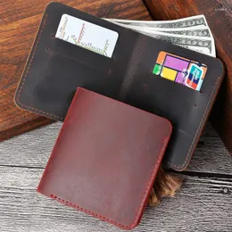 Wallets GROJITOO Genuine Leather Wallet Men's Short Cowhide Ticket Holder Card Bag Business Horizontal Young Women