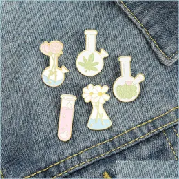Pinos broches garrafas de esmalte de flor de frasco pino para mulheres camisa de casaco de moda feminina Demin metal engra￧ado pinos de brocos Promo￧￣o G Dhrju