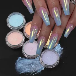 Unhas brilho fada aurora pigmento pó pó holográfico de chrome fino esfregando poeira brilho espelho suave decoração flash flash lyhl