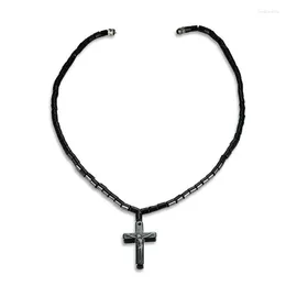 Pendant Necklaces Black Hematite Magnetic Therapy Cross Necklace Neck Pain Relief Jewelry
