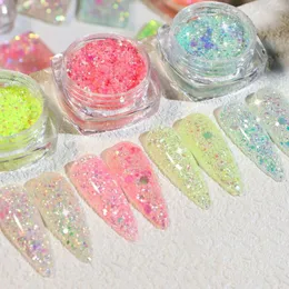 Nail Glitter 1 Bottle Highlight Meteor Sparkly Shinning Sequins Colorful Art Decoration Chunky Iridescent Powder Flakes