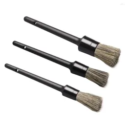 Car Sponge 3 PCS Natural Boar Hair Delping Brush Stet Bristle Cleaning Kits Atuo Tyre Wheel Wash Exclistories