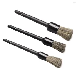 Esponja de carro 3 pcs boar natural detalhamento de pincel conjunto kits de limpeza de cerdas macias acessórios externos de lavagem de pneus atuo