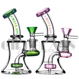 6 inches Mini hookah dab rig purple Glass Bongs Beaker Bong smoking water pipe colorful Oil Rigs perc pipes thick filter heady bowl quartz nail