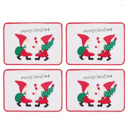 Table Mats Christmas Mat Set Of 4 With Santa Claus Printed Merry Dinner Xmas Place Kitchen