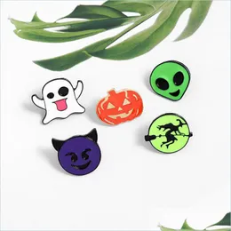 Pins Brooches Cartoon Enamel Brooch Pin Halloween Jewelry Pumpkin Shaped Alloy Oil Drip Brooches Creative Personality Badge 1 6Qs1 Dhehn