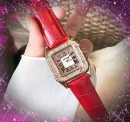 أفضل العلامة التجارية Quartz Women Time Clock Watches 36mm Auto Date Square Diamonds Roman Dial Premium Popular Birth Crime Chain Wristwatch Montre de Luxe Gifts