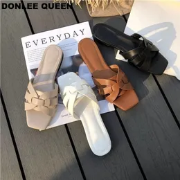 Slippers Donlee Queen Women Brand Summer Slides Open Toe Flat Nasure Shoes Leisure Sandal Female Female Fleip Flups Big Size 41 221011
