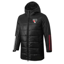 Sao Paulo FC Men's Down & Parkas soccer pre-match hooded coat winter cotton coat full zipper football outdoor warm sweatshirt