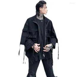 Giacche da uomo Punk rock giacca uomini sciolti a tasche multipli neri solidi hiphop cappotti primaverili autunno