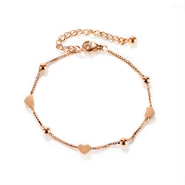 Link Bracelets Stainless Steel Men Women Minimalist Heart Rose Gold Bracelet Bangle Valentine's Day Gift For Him