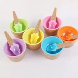 Kinder-Eiscreme-Werkzeuge, Schalen, Eisbecher, Paare, Schüssel, Geschenke, Dessertbehälter, Halter mit Löffel, Kinder-Geschenkversorgung