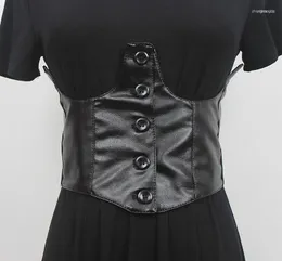 Cintos pretos Pu Corset Wolyband Alta largura cintura elástica Mulheres Moda Europeia Sexy Office Ladies Cinture Dress Strap