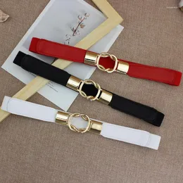 Belts Fashion Elastic For Women PU Leather White Ladies Dress Belt Thin Female Waist With Metal Buckle Pasek DamskiBelts