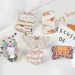 Pins Brooches Handcraft Girl Banner Enamel Pin Badge Keyboard Butterfly Brooch Bag Denim Shirt Lapel Romantic Flower Jewelry Gift 9 Dhb7R