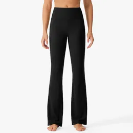 calças de ioga feminina flage tlandesas de alta absorção de umidade de elasticidade e fundo de sino de secagem rápida Anti-curling de cintura alta