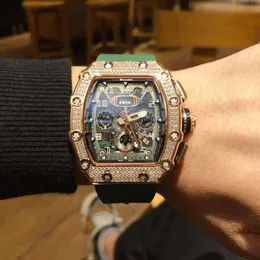 Orologio Sky Star Wine Barrel da uomo con diamanti intarsiati quadrante grande meccanico completamente automatico Rm011