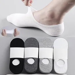 Herrstrumpor 1Pair Fashion Happy Men Boat Summer Autumn Non-Slip Silicone Invisible Cotton Man Ankel Sock Slipers