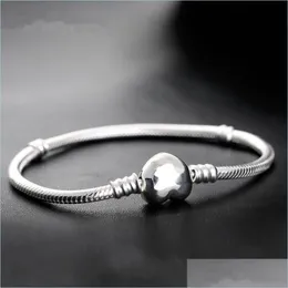 Charm Bracelets Factory Sier Plated Heart Bracelets 뱀 체인 Pandora Bangle Bracelet 여성 어린이 선물 B002 58 R2 드롭 DHFHT