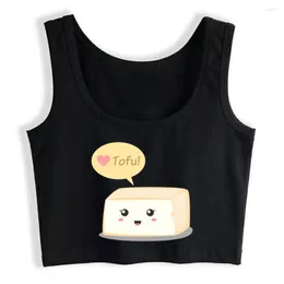 Women's Tanks Crop Top Liefde Tofu Schattige Voedsel Doodle Fit Wit Custom Tops Womens Blusas Mujer De Moda Verano Gym Tank Vrouwen