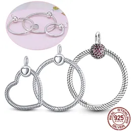 925 Sterling Silver Ciondola Charm Donna Perline Gioielli di alta qualità Regalo Momenti all'ingrosso Pave O Ciondolo Charmhub Catena portacavi Bead Fit Pandora Bracciale fai da te