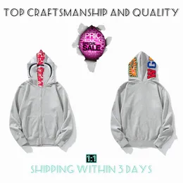 Üst Zanaatkarlık Erkek hoodies kaplan tam fermuarlı ceket tasarımcı erkek kadın Harajuku stilist Köpekbalığı sweatshirt Moda ortak marka kamuflaj Çift şapka hoodies 4-3