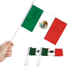 Banner Flags Banner Flags Mexico Mini Flag Hand Held Small Miniature Mexican On Stick Fade Resistant Vivid Colors 5X8 Inch With Solid Dh0Is