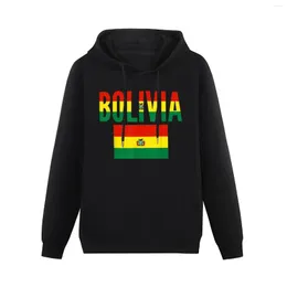 Męskie bluzy męskie kobiety boliwia flaga boliwijska mapa z kapturem pullover grube hip -hopowe bluza z kapturem bawełna unisex