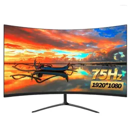 İnç Kavisli Monitörler Gamer LCD PC 75Hz Bilgisayar 1080p Ekranlar Masaüstü Dizüstü Bilgisayarlar VGA için Uyumlu