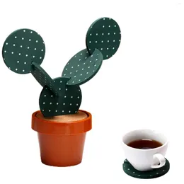 Tovagliette Creative Cactus a forma di legno rotondo Bevande Sottobicchieri Portabicchieri Cuscinetti antiscivolo antiscivolo per regali di decorazioni per la casa