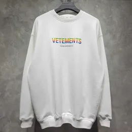 Erkek Hoodies Sweatshirts VTM Wittman 2021 Yeni Gökkuşağı Mektubu Erkek ve Kadınların Gevşek Mürettebatı Boyun Kazak T221012