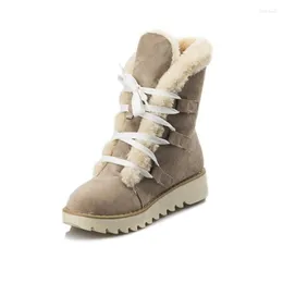 Buty zimowe kobiety śniegowe płaskie piekło swobodne 5-kolorowe ciepło ciepła kobieta kostka pluszowa ciepła botas mujer 34-43