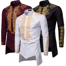 Men Fashion Africa Clothing T-shirt Long Pullovers African Dress Clothes Hip Hop Robe Africaine Casual World Appar Y220214 IGMV