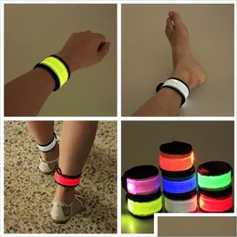 Slap Snap Armbänder Snap Armbänder Schmuck Drop Lieferung 2021 Nylon Led Sport Slap Wrist Bands Armband Outdoor Nachtlicht Flas Dhgty