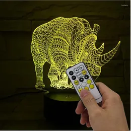 Lampy stołowe Rhinoceros Dziecko Prezent Bożego Narodzenia LED 3D na salon Lamparas de Mesa Night Light Lamp Sypialnia