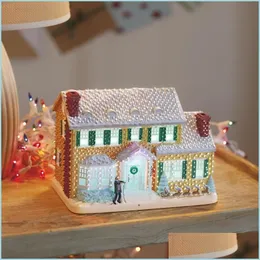 クリスマスの装飾クリスマス装飾休暇照明付き村の建物の装飾家の光の輝く小さな家クリエイティブotq0o