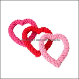 Dog Toys Chews Pet Rope Toys Love Heart Shape Dog Chew Bite Resistant Toy Outdoor Training Supplies Dogs Clean Teeth Drop Delivery 2 Otq4I