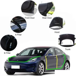 Prodotti per la cura Motrobe Tesla Model 3 Kit di guarnizioni per porte Gomma insonorizzata Spifferi meteorologici Riduzione del rumore del vento Accessori Drop Delivery 2022 Dhuwi