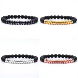 Fios de miçangas naturais fios de pedra negra de cor de hematita colorir pulseiras de folhas de folhas de pulseiras mensais para homens jóias de jóias dhr0s