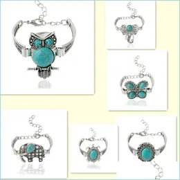 Bracelets de charme Bracelets Vintage Designer Vintage Retro Elephant Owl Boho Jóias Bulbalhas 3043 Q2 Drop Delivery 2022 DHK7X