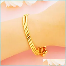 Bangle 3Pcs Three Rings Small Bell Bracelet Simplicity Gold Plated Women Bangle Wedding Couple Fashion Jewelry Gift 10 5Xj Q2 Drop D Dh92P