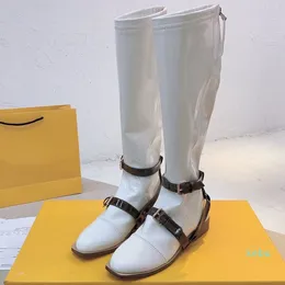 2022 Luxury designer boots Knee High Boots Women Shoes Natural Genuine Leather Platform Riding Zipper Ladies Long Spring Autumn Beige size 35-40