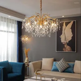 Hängslampor nordiska led lyxiga kristallkronor belysning loft villa stor lysterlampa för el hall konst dekor ljusarmaturer