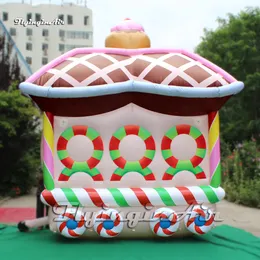 Artificial Inflatable Christmas Train Model Balloon 4m Advertising Airblown Candy Train Replica For Event